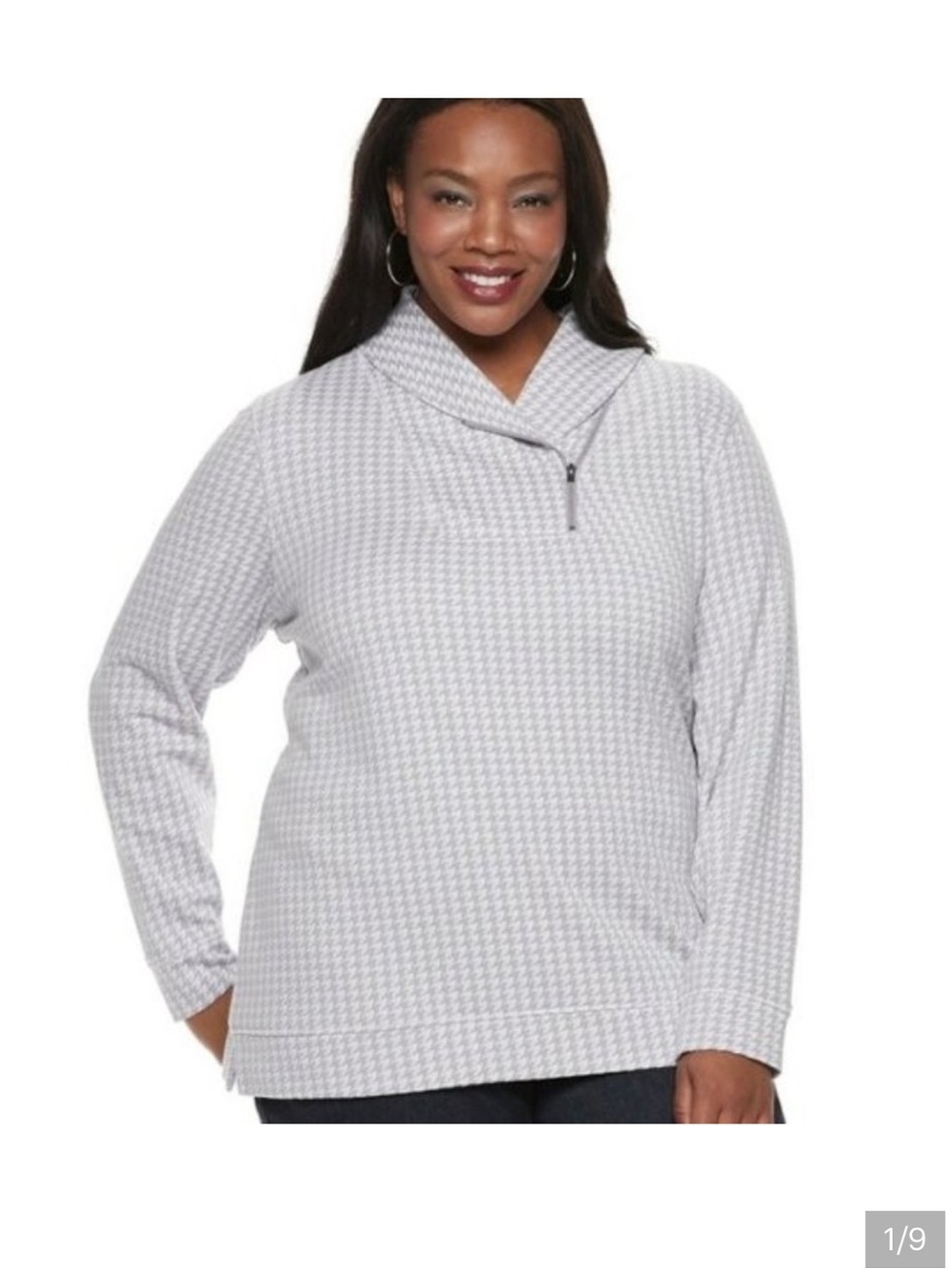 Croft & Barrow Jacquard Design 1/4 Zip Shawl Collar Long Sleeved size XXL